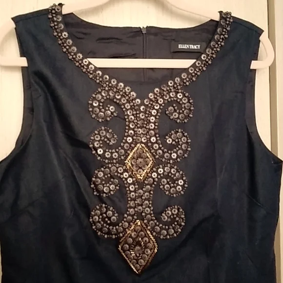 Ellen Tracy Elegant Black Sleeveless Dress Sz 14 - Picture 2 of 5